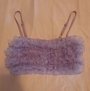 Dolls Kill Sugar Thrillz Lavender In Your Fantasies Ruffle Crop Top